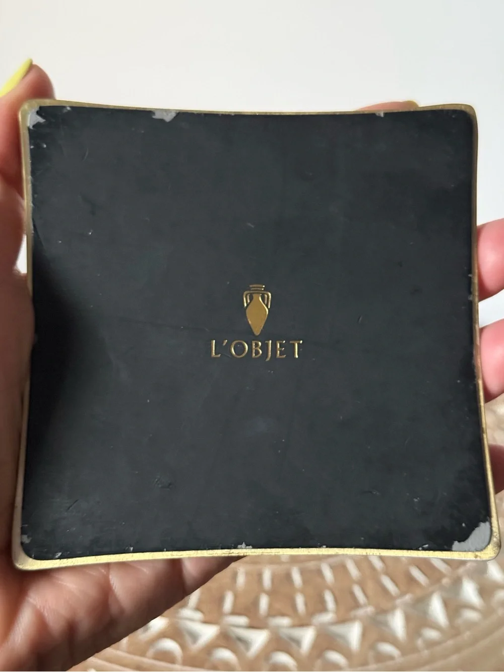 L’Objet Crocodile Gold Coasters Set of 4 Antiqued Brass 24K Accents